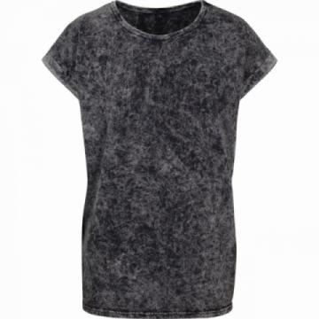 Build Your Brand Womens Acid Washed Extended Shoulder Tee - Dark Grey / White Build Your Brand Womens Acid Washed Extended Shoulder Tee - Dark Grey / White