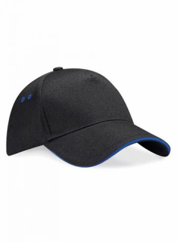 Beechfield Ultimate 5-Panel Cap - Sandwich Peak - Black / Bright Royal Beechfield Ultimate 5-Panel Cap - Sandwich Peak - Black / Bright Royal