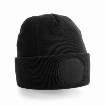 Beechfield Circular Patch Beanie - Black Beechfield Circular Patch Beanie - Black
