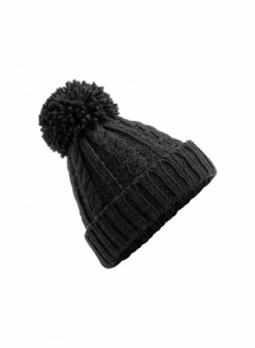 Cable Knit Melange Beanie - Black Cable Knit Melange Beanie - Black