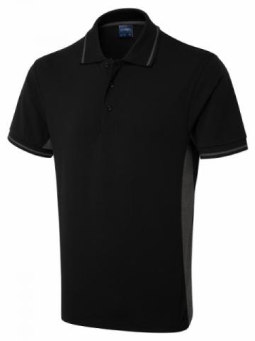 Uneek UC117 Two Tone Polo Shirt 200gsm - Black / Charcoal Uneek UC117 Two Tone Polo Shirt 200gsm - Black / Charcoal