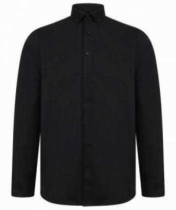 Henbury Modern Long Sleeve Oxford Shirt - Black Henbury Modern Long Sleeve Oxford Shirt - Black