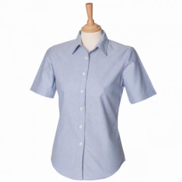 HB516 Henbury Womens Short Sleeve Classic Oxford Shirt - Blue HB516 Henbury Womens Short Sleeve Classic Oxford Shirt - Blue