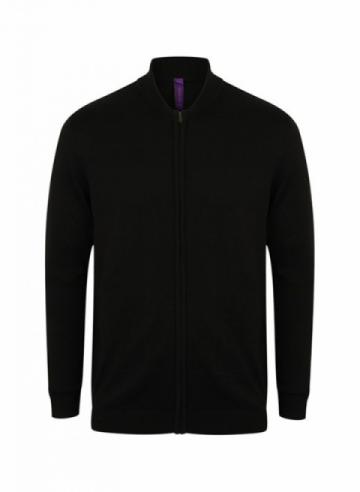 Henbury Unisex Zip-Through Cardigan - Black Henbury Unisex Zip-Through Cardigan - Black