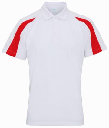 AWDis JC043 Just Cool Contrast Cool Polo Shirt - Arctic White / Fire Red AWDis JC043 Just Cool Contrast Cool Polo Shirt - Arctic White / Fire Red