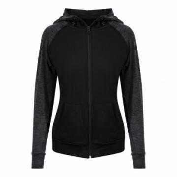 AWDis JC058 Just Cool Girlie Cool Contrast Zoodie - Black / Black Slate Melange AWDis JC058 Just Cool Girlie Cool Contrast Zoodie - Black / Black Slate Melange