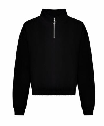 JH037 Women's Cropped 1/4 Zip Sweat - Deep Black JH037 Women's Cropped 1/4 Zip Sweat - Deep Black
