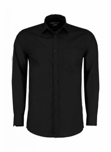 KK142 Poplin Shirt Long-Sleeved (Tailored Fit) - Black KK142 Poplin Shirt Long-Sleeved (Tailored Fit) - Black