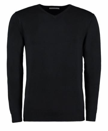 Kustom Kit Arundel v-neck jumper long sleeve (classic fit) - Black Kustom Kit Arundel v-neck jumper long sleeve (classic fit) - Black