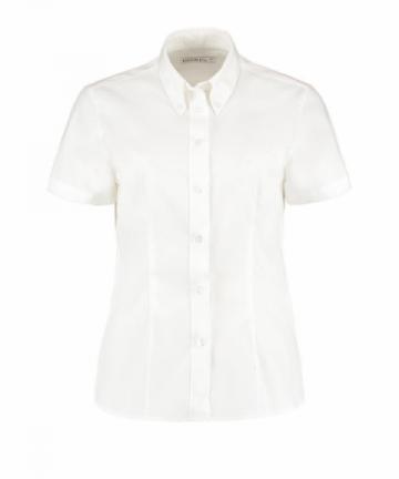 Kustom Kit Womens corporate Oxford blouse short-sleeved - White Kustom Kit Womens corporate Oxford blouse short-sleeved - White