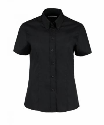 KK701 - Womens corporate Oxford blouse short-sleeved - Black KK701 - Womens corporate Oxford blouse short-sleeved - Black