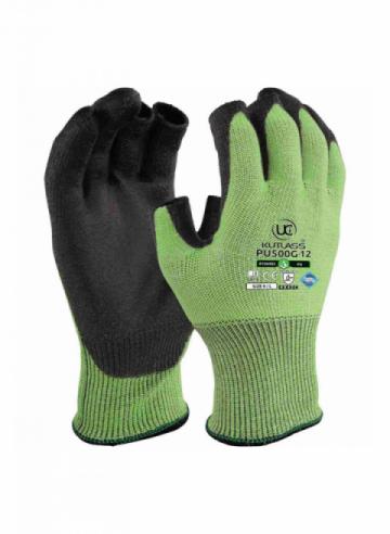 Kutlass® PU500G-12 - Premium Part-Fingerless Green Cut C PU Gloves - Green Kutlass® PU500G-12 - Premium Part-Fingerless Green Cut C PU Gloves - Green