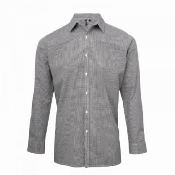 Premier Microcheck (Gingham) Long Sleeve Cotton Shirt PR220 - Black / White Premier Microcheck (Gingham) Long Sleeve Cotton Shirt PR220 - Black / White