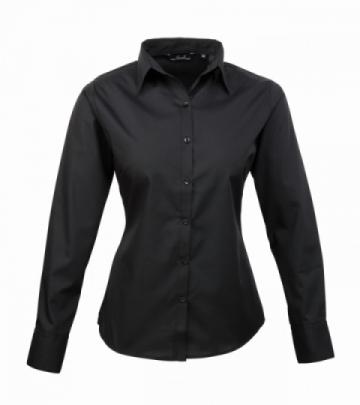 Premier Women's poplin long sleeve blouse - Black Premier Women's poplin long sleeve blouse - Black