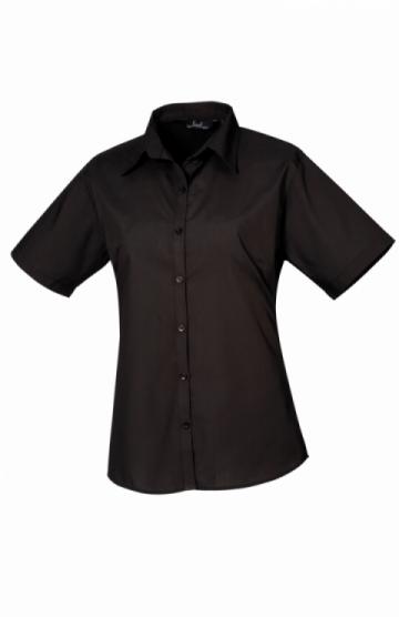 Premier Women's short sleeve poplin blouse - Black Premier Women's short sleeve poplin blouse - Black