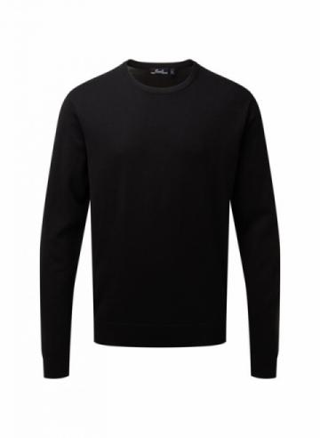 Premier Crew neck cotton-rich knitted jumper - Black Premier Crew neck cotton-rich knitted jumper - Black