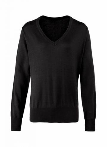 Premier Women's V-Neck Knitted Jumper - Black Premier Women's V-Neck Knitted Jumper - Black