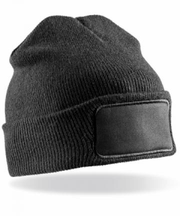 Recycled double knit printers beanie - Black Recycled double knit printers beanie - Black