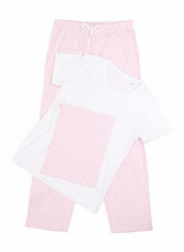 TC053 Women's long pant pyjama set (in a bag) - White / Pink TC053 Women's long pant pyjama set (in a bag) - White / Pink