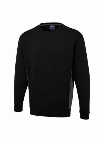 Uneek Two Tone Crew New Sweatshirt - Black/Charcoal Uneek Two Tone Crew New Sweatshirt - Black/Charcoal
