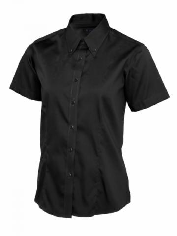 Uneek UC704 Ladies Pinpoint Oxford Half Sleeve Shirt - Black Uneek UC704 Ladies Pinpoint Oxford Half Sleeve Shirt - Black