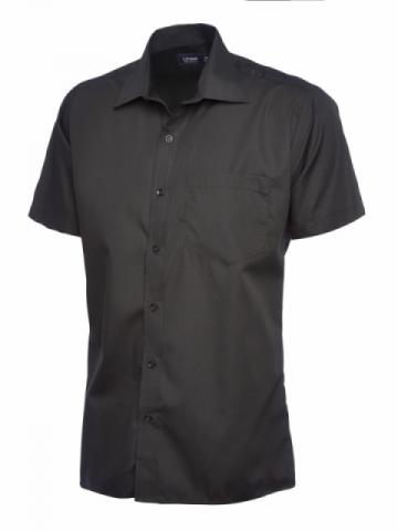 Uneek UC710 Mens Poplin Half Sleeve Shirt - Black Uneek UC710 Mens Poplin Half Sleeve Shirt - Black