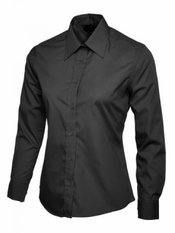 Uneek UC711 Ladies Poplin Full Sleeve Shirt - Black Uneek UC711 Ladies Poplin Full Sleeve Shirt - Black