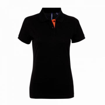 Asquith & Fox AQ022 Womens Contrast Polo Shirt - Black / Orange Asquith & Fox AQ022 Womens Contrast Polo Shirt - Black / Orange