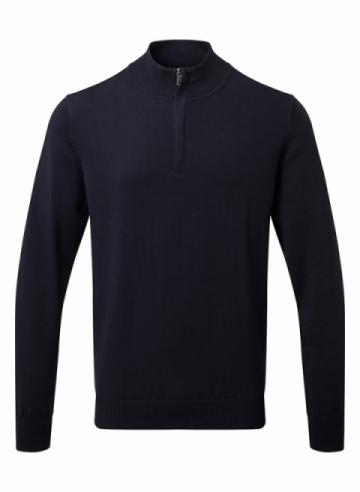 Asquith & Fox Men's cotton blend ¼ Zip Sweater
