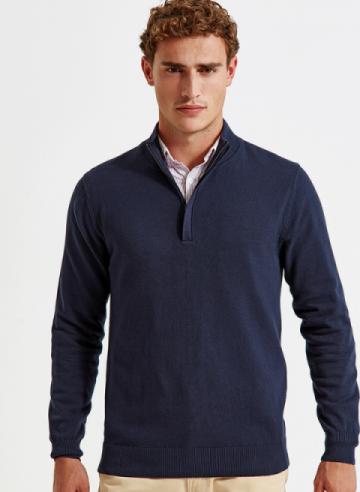 Asquith & Fox Men's cotton blend ¼ Zip Sweater