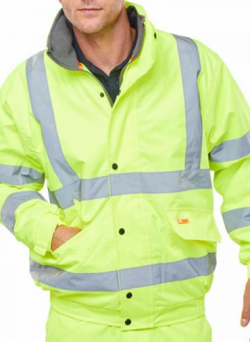 HIGH VISIBILITY FLEECE LINED BOMBER JACKET - Yellow HIGH VISIBILITY FLEECE LINED BOMBER JACKET - Yellow