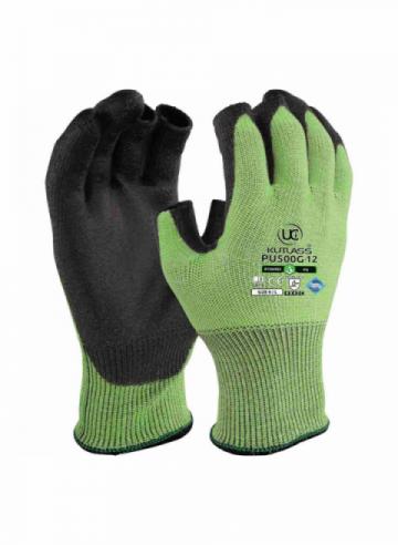 Kutlass® PU500G-12 - Premium Part-Fingerless Green Cut C PU Gloves