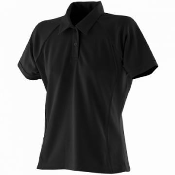 Finden & Hales LV371 Womens Piped Performance Polo Shirt - Black/Black Finden & Hales LV371 Womens Piped Performance Polo Shirt - Black/Black