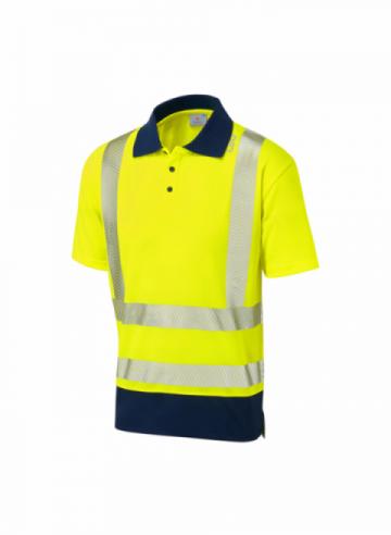 Leo Mortehoe Dual Colour Coolviz Plus Polo Shirt - Yellow / Navy Leo Mortehoe Dual Colour Coolviz Plus Polo Shirt - Yellow / Navy