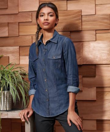 PR322 - Womens jeans stitch denim shirt