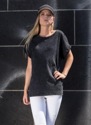 Build Your Brand Womens Acid Washed Extended Shoulder Tee Build Your Brand Womens Acid Washed Extended Shoulder Tee