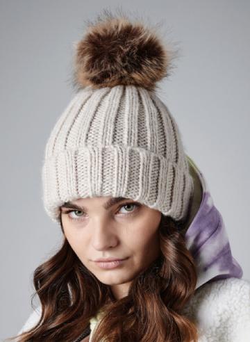 Beechfield Fur Pop Pom Chunky Beanie Beechfield Fur Pop Pom Chunky Beanie