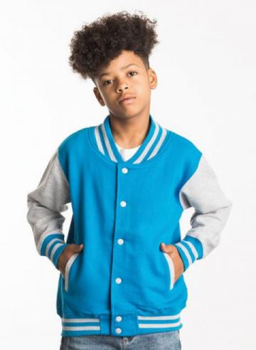 AWDis Just Hoods JH43J Kids Varsity Jacket AWDis Just Hoods JH43J Kids Varsity Jacket