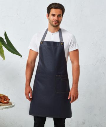 Premier District Waxed-Look Denim Bib Apron Premier District Waxed-Look Denim Bib Apron