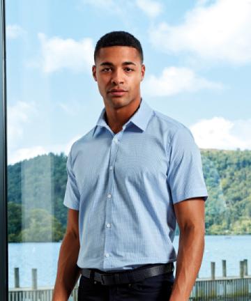 Premier Microcheck (Gingham) Short Sleeve Cotton Shirt PR221 Premier Microcheck (Gingham) Short Sleeve Cotton Shirt PR221
