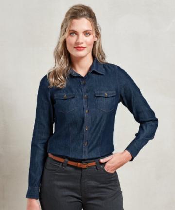 PR322 - Womens jeans stitch denim shirt PR322 - Womens jeans stitch denim shirt