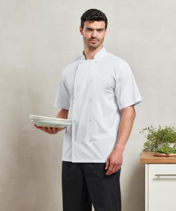 Premier Studded front short sleeve chef's jacket Premier Studded front short sleeve chef's jacket