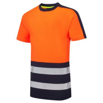blue sphere essentials hi vis eco two tone coolair orange t shirt front left