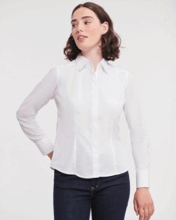 924F Russell Women's Long Sleeve Polycotton Easycare Fitted Poplin Shirt 924F Russell Women's Long Sleeve Polycotton Easycare Fitted Poplin Shirt