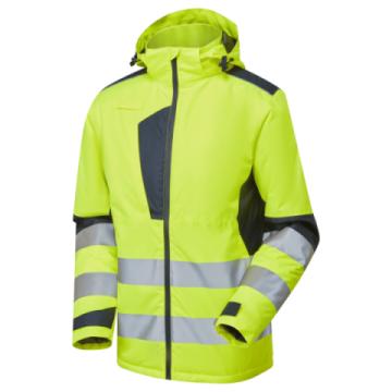 system hi vis yellow navy thermal waterproof eco jacket front left 1
