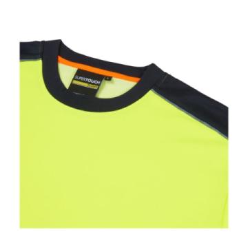 systems hi vis eco cottoncool yellow t shirt neck detail