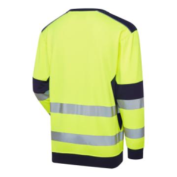 systems hi vis eco crew neck yellow long sleeve sweatshirt back right