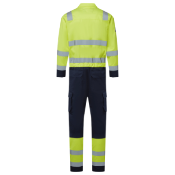 srf 401 weld tex hi vis fr and anti static coveralls yellow navy back